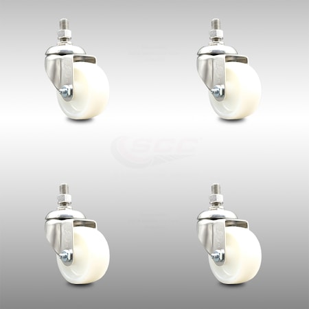 Service Caster 3 Inch 316SS Nylon Wheel Swivel 10mm Threaded Stem Caster Set SCC-SS316TS20S314-NYS-M1015-4